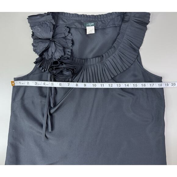 J.Crew Womens 100% Silk Top 6 Black Ruffle Bow Sleeveless Old Money Classic Prep - Picture 10 of 13